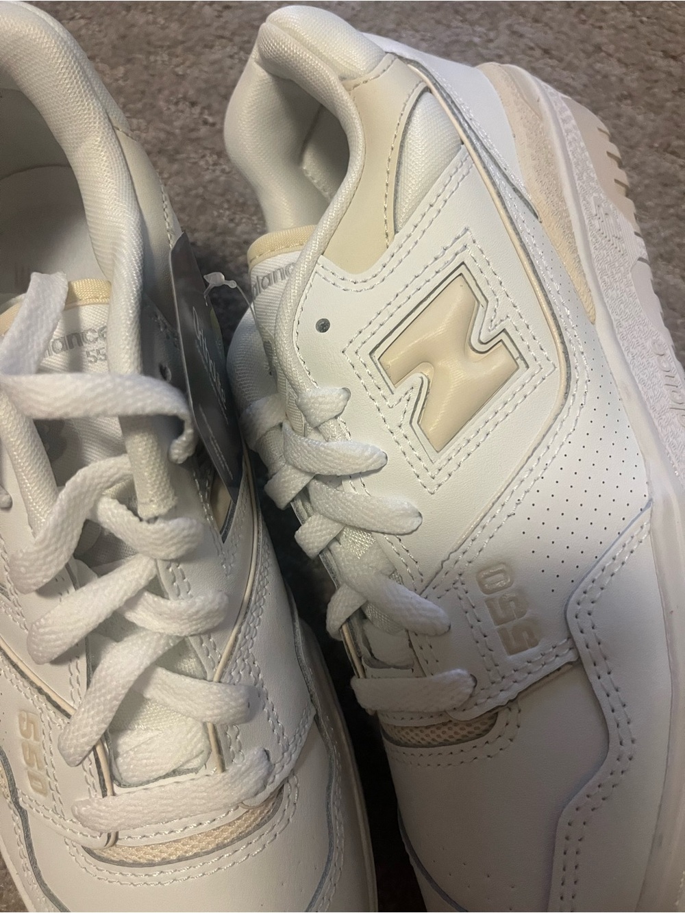 New Balance Women's White and Cream 550 Retro-Style Sneakers